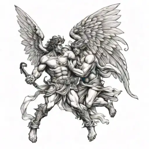 Angels Demons Fighting In Heaven
