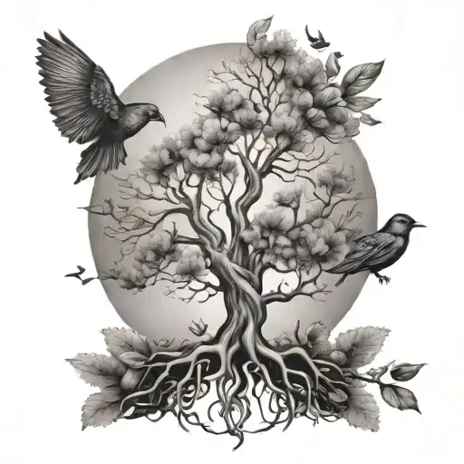 Life Tree Growing And Bird