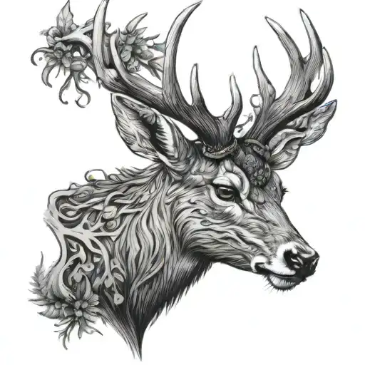 Deer With Impressive Antlers In The Forest