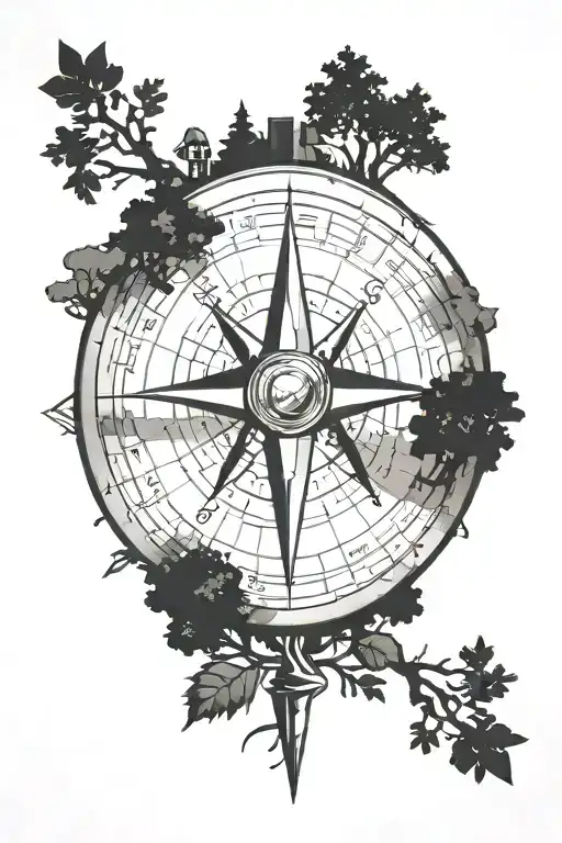 Compass With Minecraft Trees Background Looking