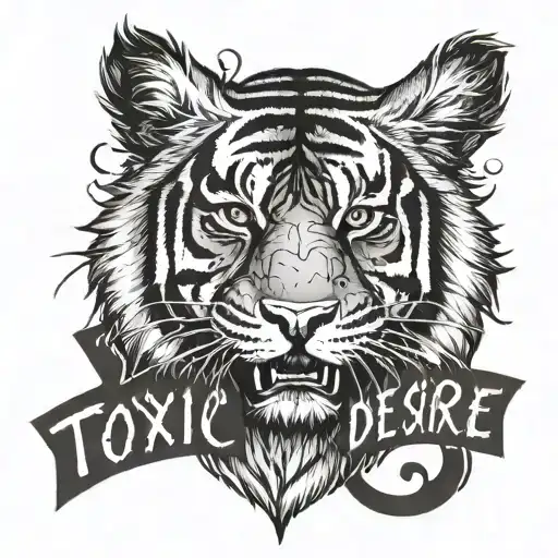 Tiger Back Shoulder Saying Toxic Desire Addiction