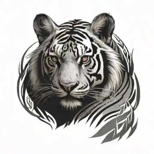 Tribal Tiger Tattoo For Men Back Shoulder
