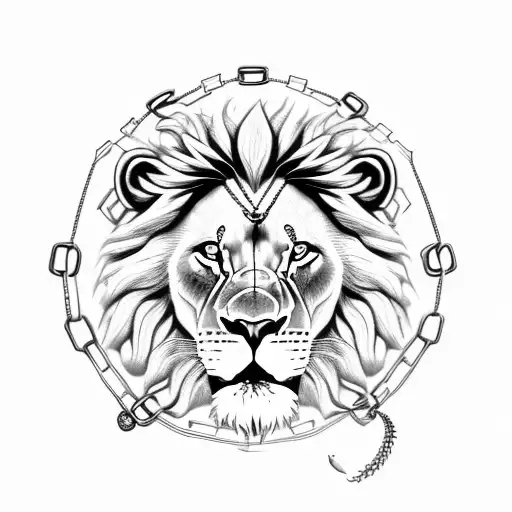 Lion With Torn Chain And Burning Heart