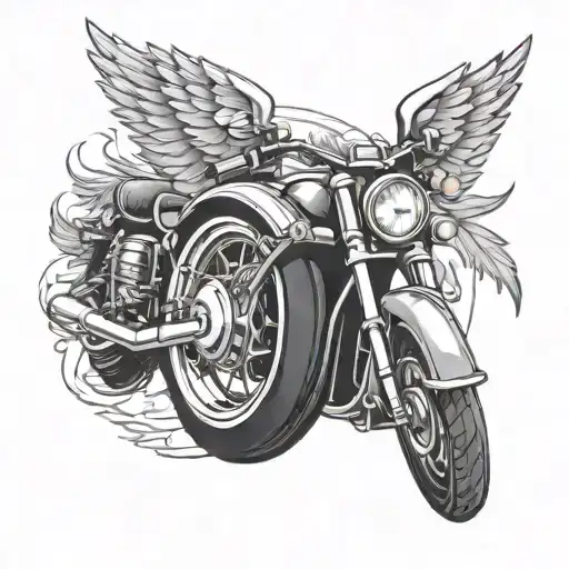 Motorcycle Wheel With Angel Wings Flying