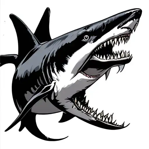 Mako Shark With Mouth Open Sharp Teeth