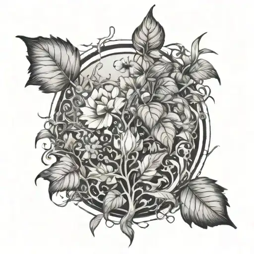 Life Will Out Style Tattoo Black And White Plants Growing