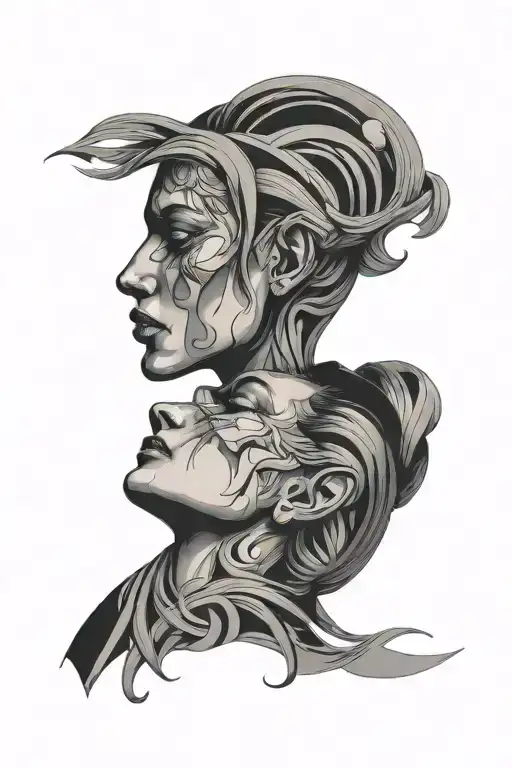 Kissing Forehead Abstract Lost Love