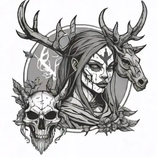 Dead By Daylight Huntress With Deer Skull