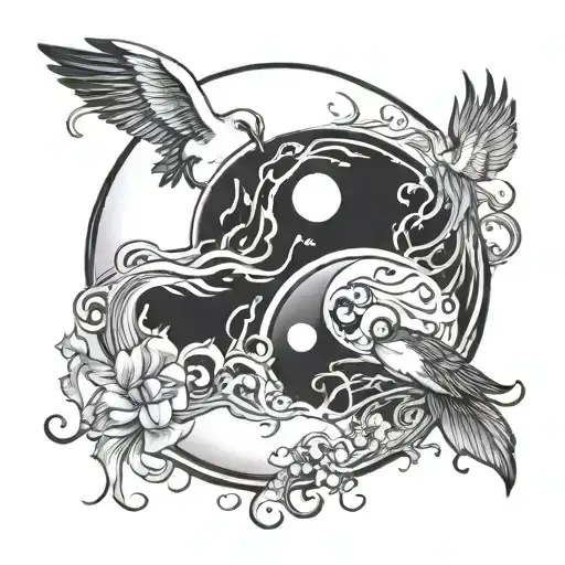 Yin Yang Hands Water Birds