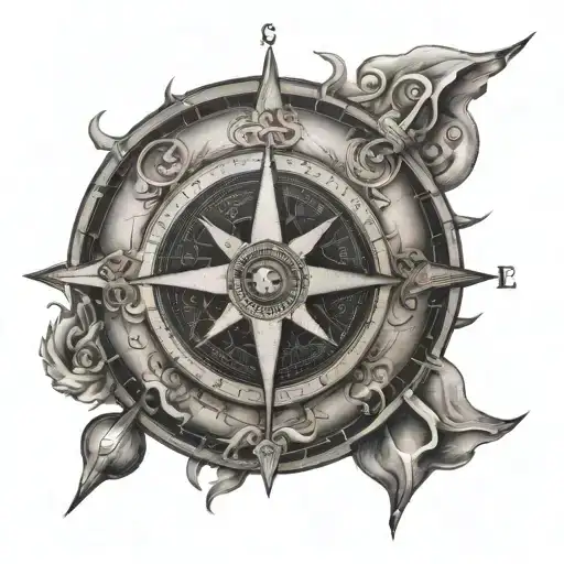 Compass Surrounded By Various