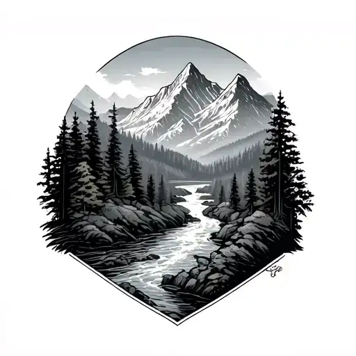 Arm Mountain Scene With River