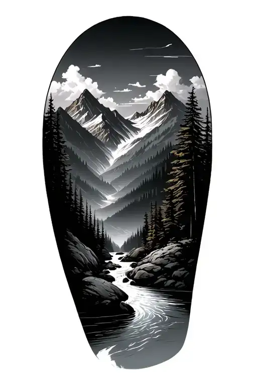 Arm Mountain Scene With River