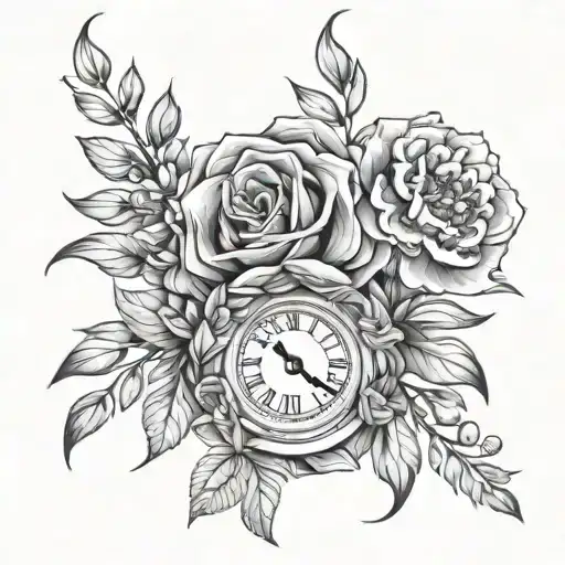 224 Roman Numerals Flowers Wrapped