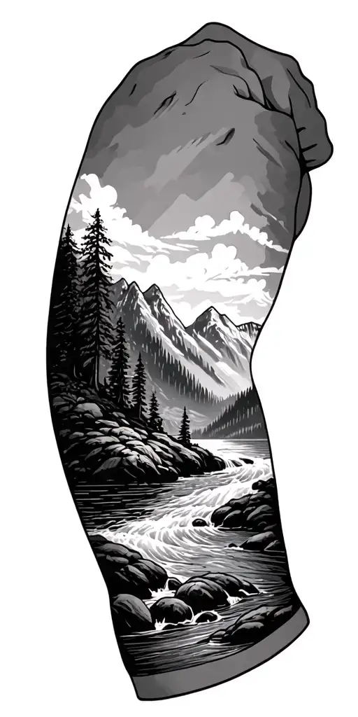 Arm Mountain Scene With River