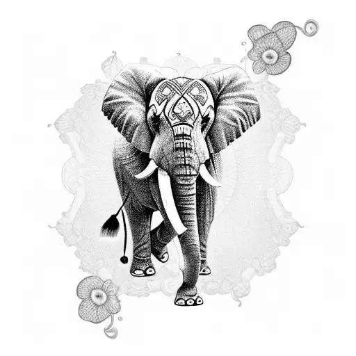 An Intricate Elephant Composed Of Hearts And Flowers