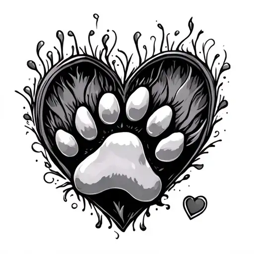 Dog Paw In A Heart