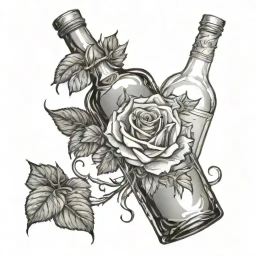 444 With Rose In Rum Bottle