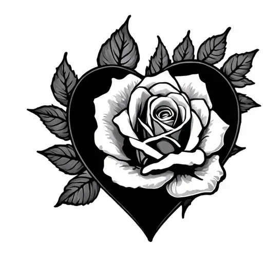 Dog Paw In A Heart With A Rose