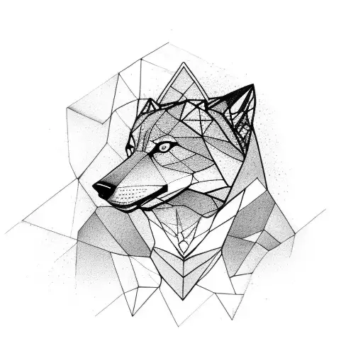 A Geometric Representation Of A Wolf Climbing A Rock Wall
