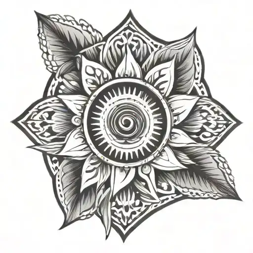 Black And White Minimalistic Stamp Of Argentinian Sol De Mayo