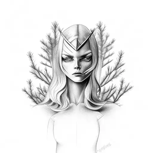 Half Angel Half Devil With Pine Trees