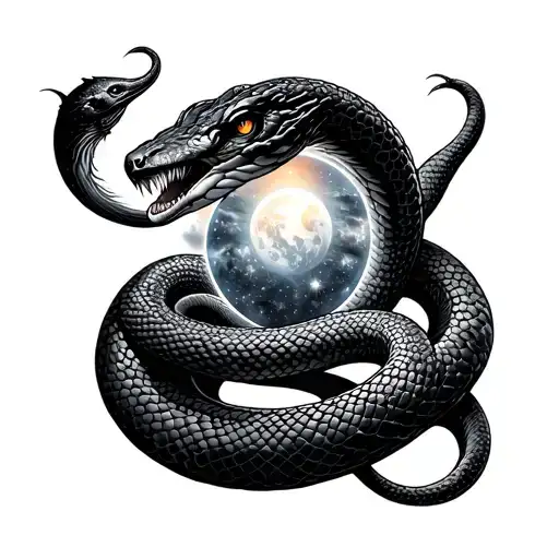 Snake Roud The Arm With The Universe Inside Representing Divinity