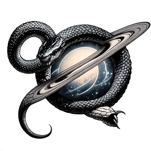 Snake Roud The Arm With The Universe Inside Representing Divinity And Saturn