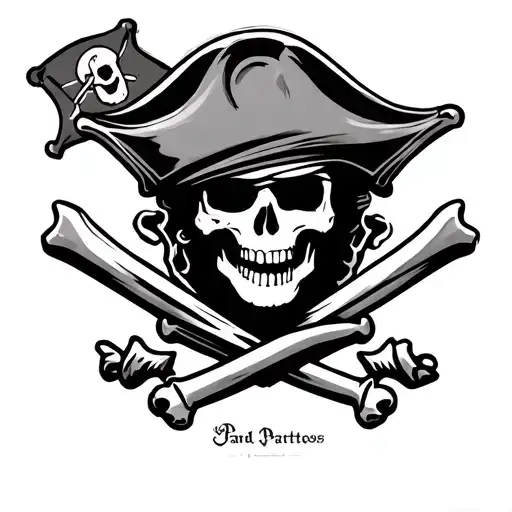 Land Pirates In Script With A Jolly Roger And A Road Case
