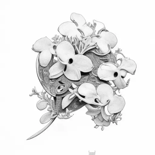 White Jasmine And Bronzino Hand With A Black Background