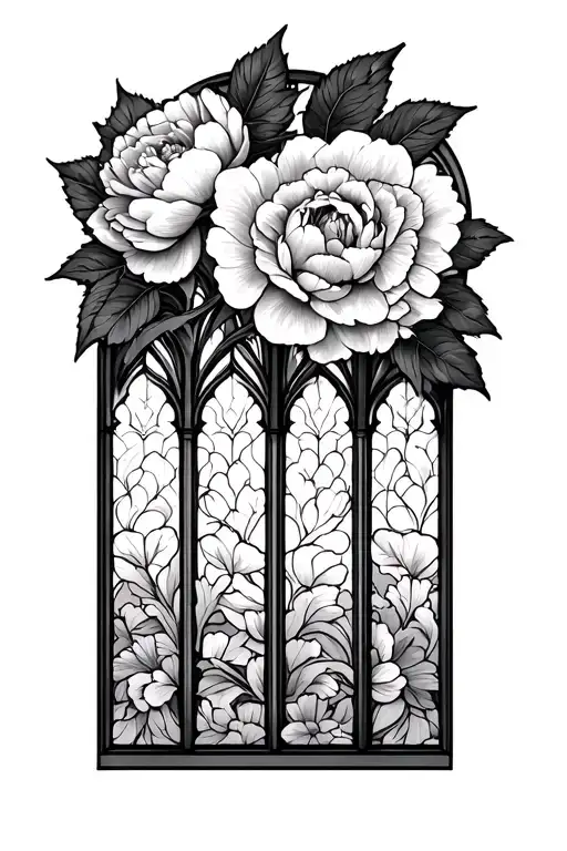 Cathedral Window Wrap With Peonies On Border