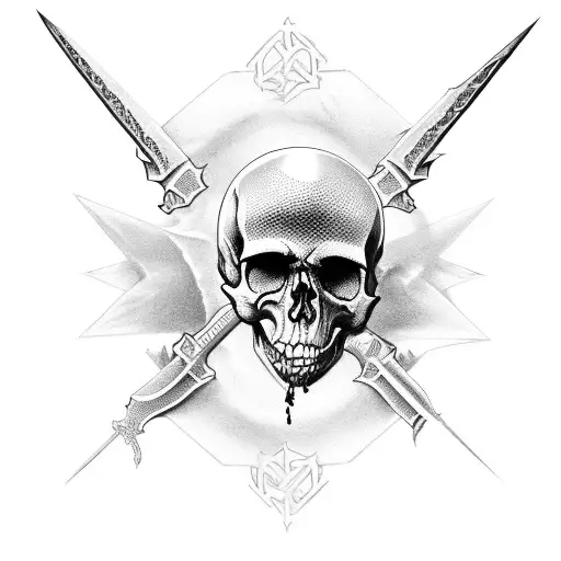 Dagger Skull Black And White