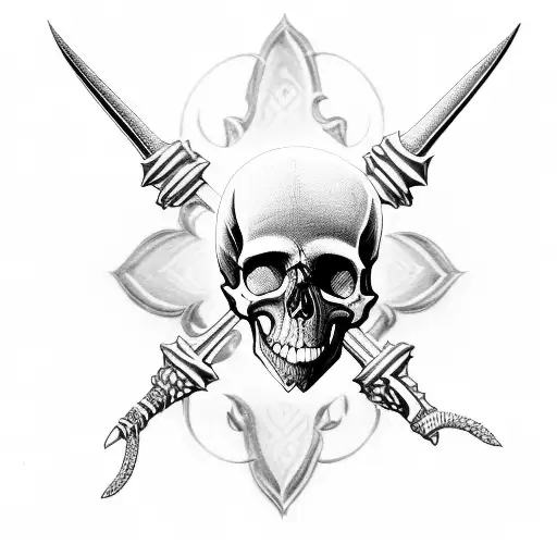 Dagger Skull Black And White