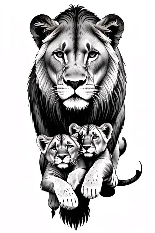 Lioness Protecting Her Cubs