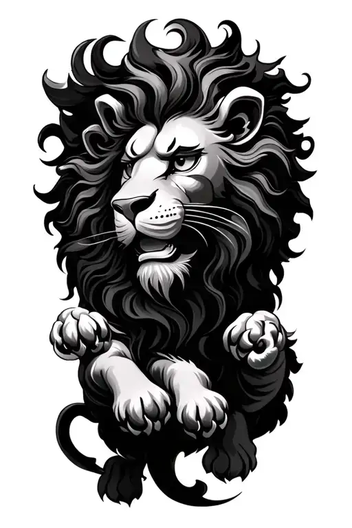 Lion And Dancer Gracefully Moving