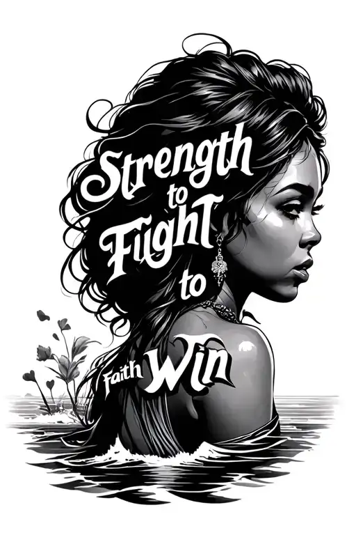 Create A Tattoo With Lettering Next Phrase Strength To Fight Faith To Win On The Female Coast
