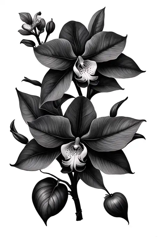 Ghost Orchids And Pond Apple Leaves For Rib Cage