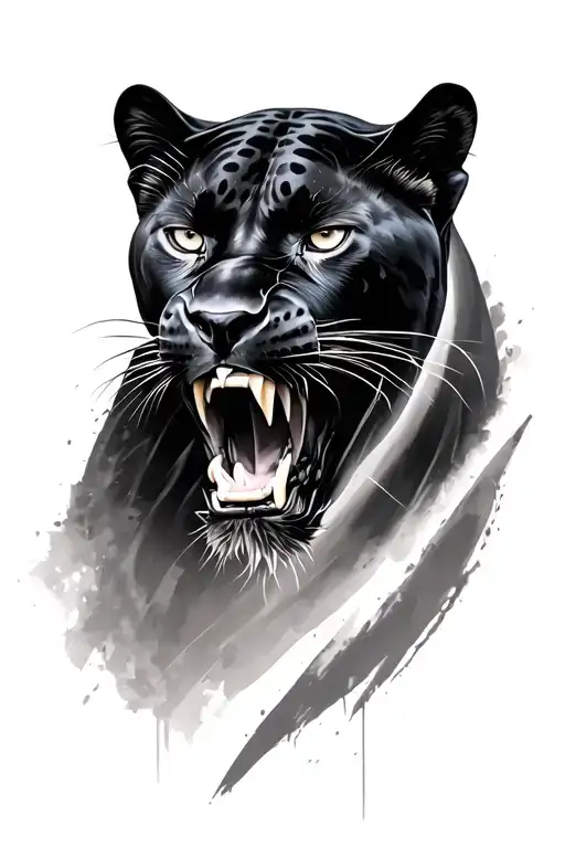 Blck Panther Realism Head With Mouth Open