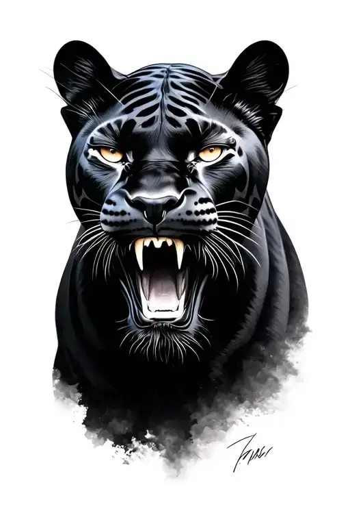 Blck Panther Realism Head With Mouth Open