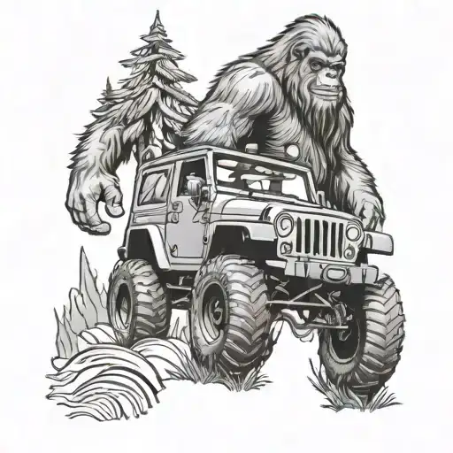 Bigfoot Carrying A Jeep Wrangler