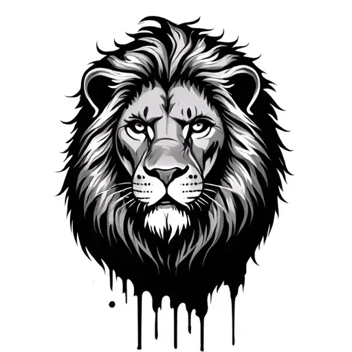 A Lonely Lion With Blood In A Forest Chest