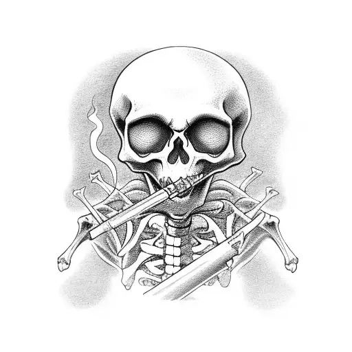 Skeleton Smoking Black And Mild Shooting M16