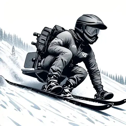 Skibidi Toilet Riding Down A Mountain With A Jet Back On A Pair Of Skis