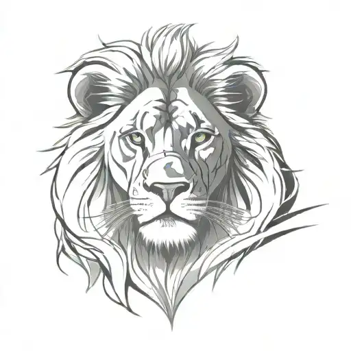 Black Majestatic Lion Neon Eyes Looking