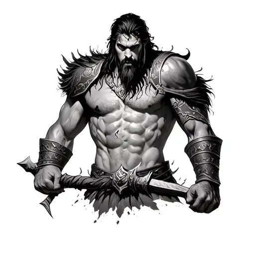 Viking Warrior Tearing Through Chest Skin