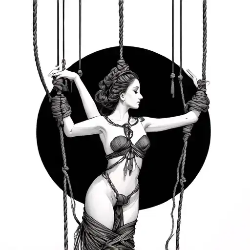 Kinky Marionette Hand Controlling Woman Shibari Rope