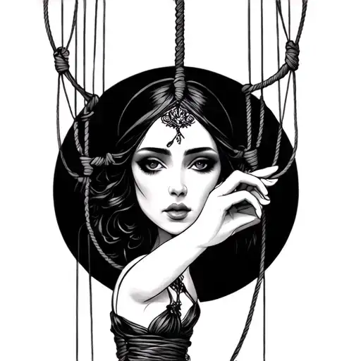 Kinky Marionette Hand Controlling Woman Shibari Rope