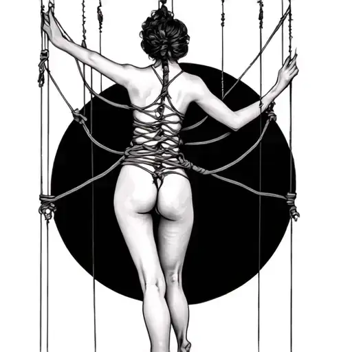 Bound Woman Suspended On Back Marionette Strings