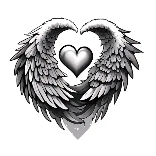 V Heart Clouds Angel Wings