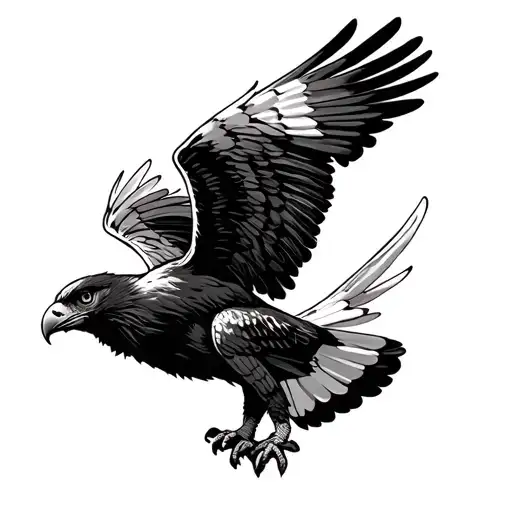 Hawk With Its Wings Back Diving