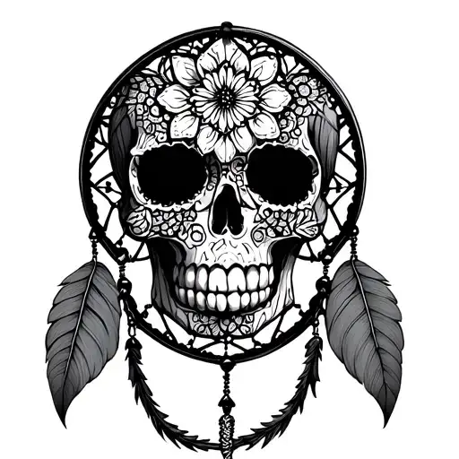 Lace Like Skull Dream Catcher